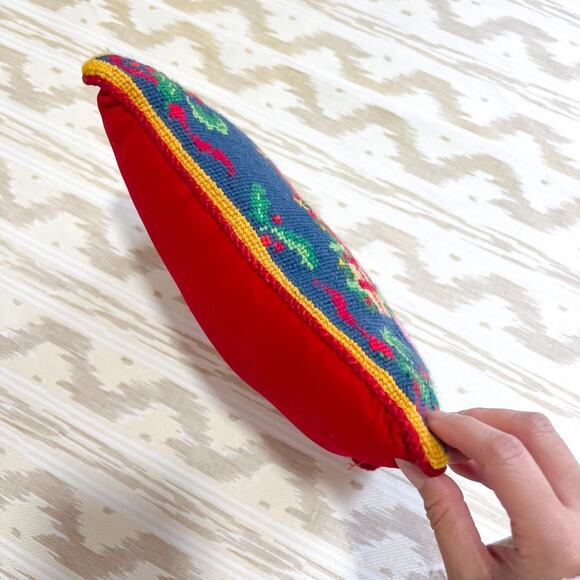 Vintage 11in Needlepoint Nutcracker Christmas Tree Holiday Accent Pillow - Picture 5 of 7